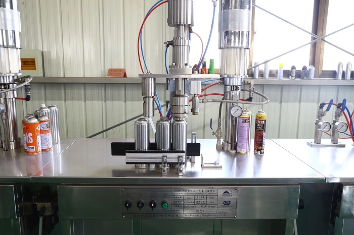 Qgbs500 3 in 1 Aerosol Spray Can Filling Machine Factory Direct Sale