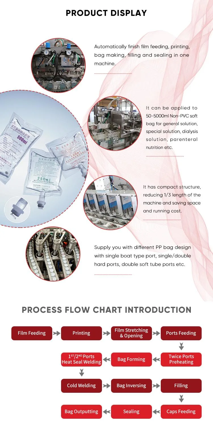 Pharmaceutical Non PVC Soft Bag IV Infusion Filling Machine IV Infusion Filling and Sealing Equipment