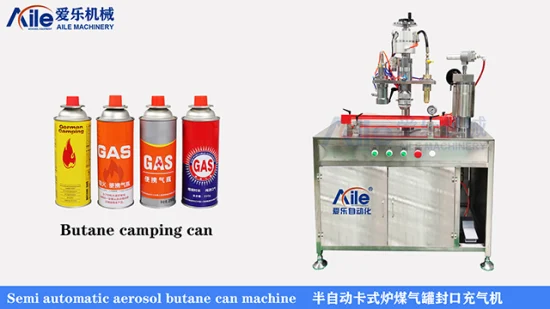 Macchina semiautomatica per spruzzatura di gas butano con bombole di GPL, macchina per il riempimento di aerosol, macchine per il rifornimento di GPL, attrezzature per il riempimento di gas con crimpatura sotto vuoto