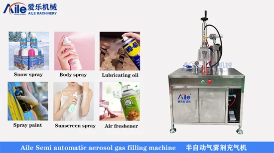 Sistema di riempimento GPL semiautomatico di piccole dimensioni, facile da usare, macchina per il riempimento di gas aerosol con spruzzo di neve